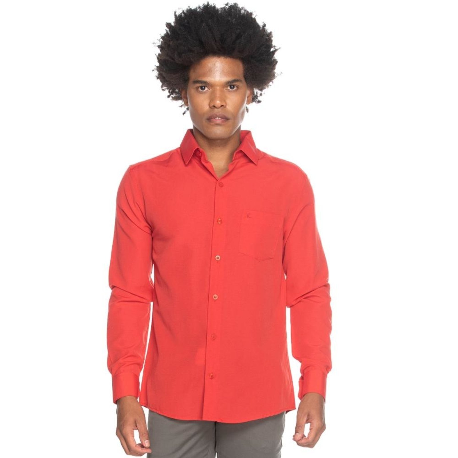 Camisa Social Masculina Teodoro Manga Longa Slim Fit Casual Amarelo G Vermelho