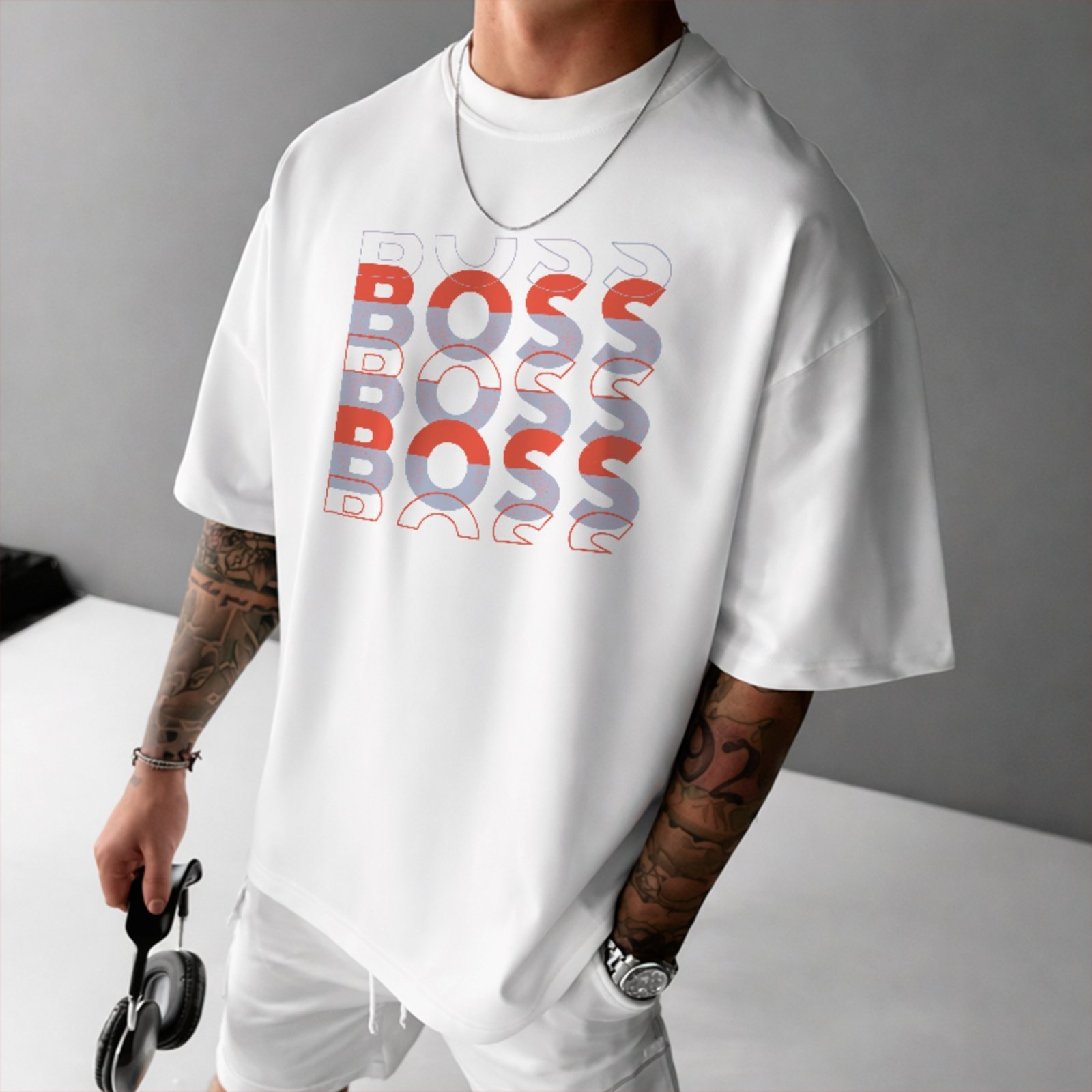 Camiseta Oversized Boss Street Style Conforto Premium Branco