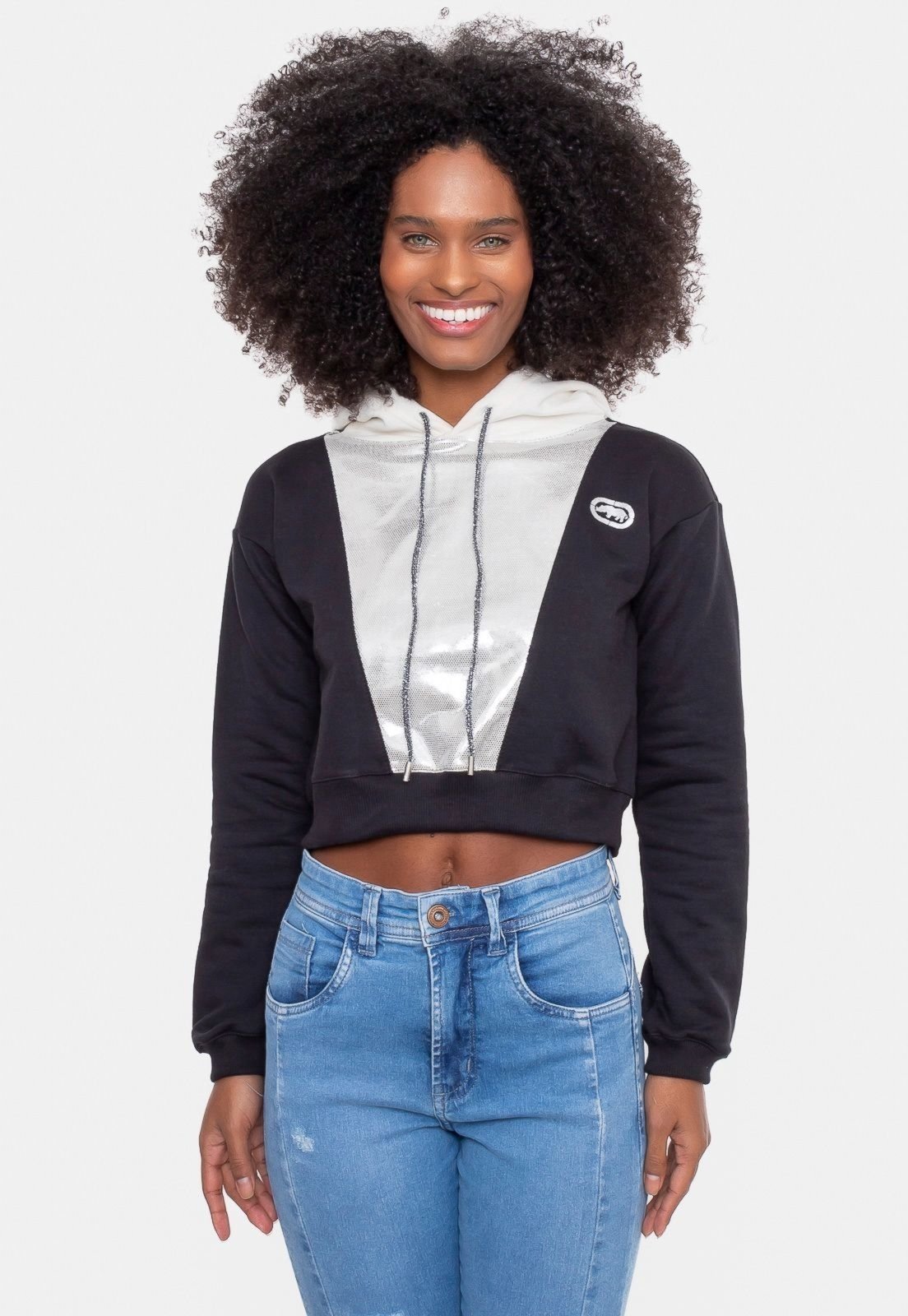 Moletom Ecko Feminino Cropped Bene Preta
