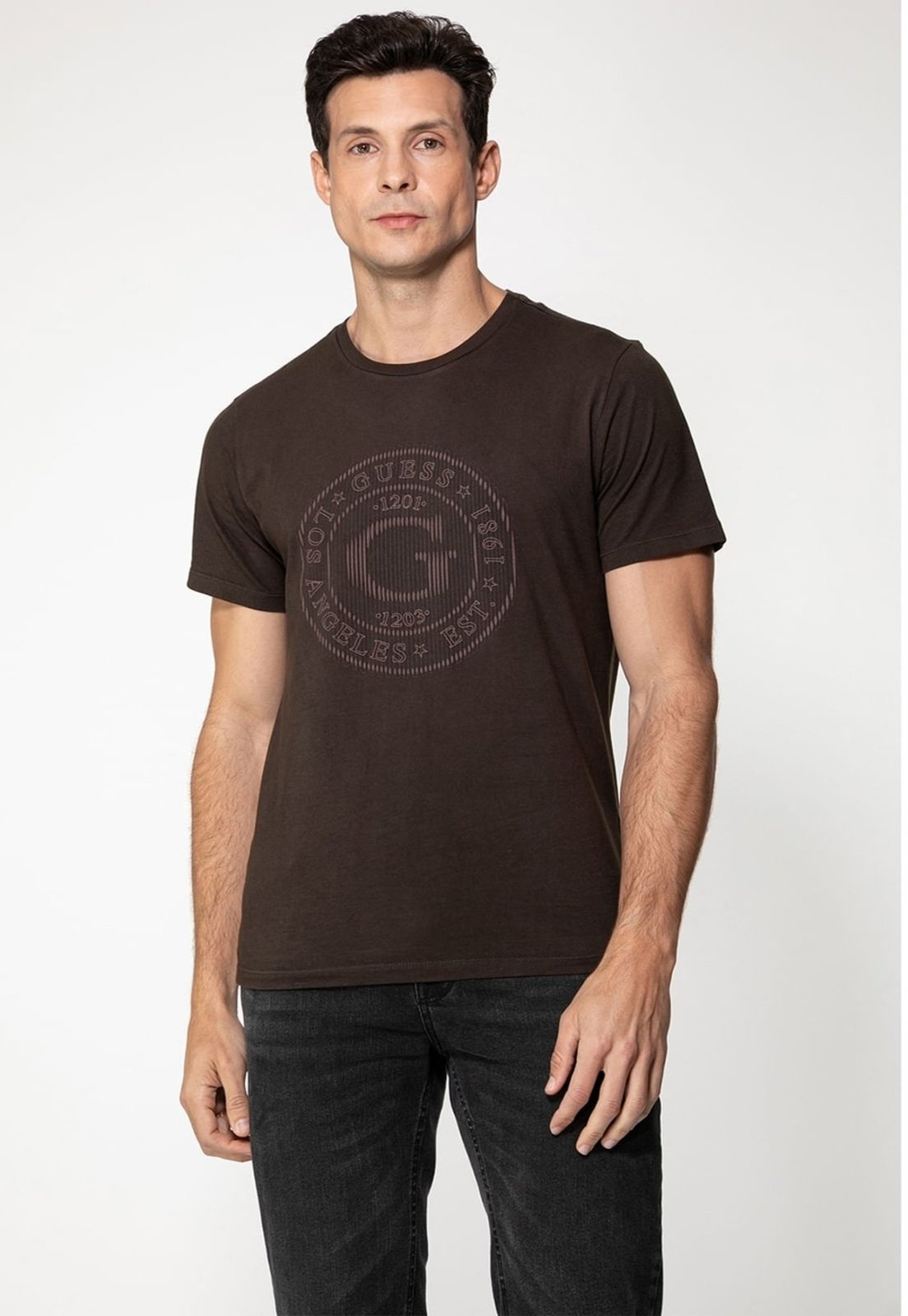 Camiseta Guess G Relevo Marrom