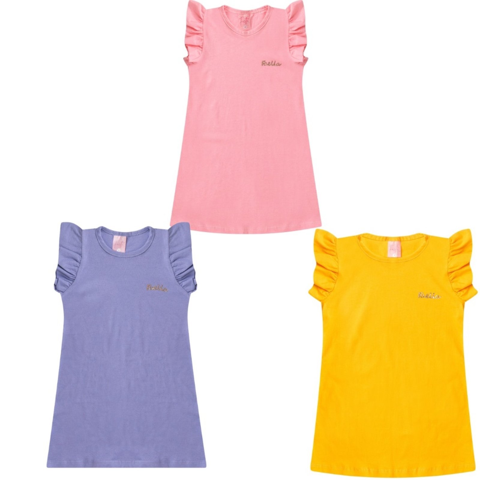 Vista 3 Infantil - Kit 3 Vestidos Menina Sortidos Mega Kids unico Mega Kids unico