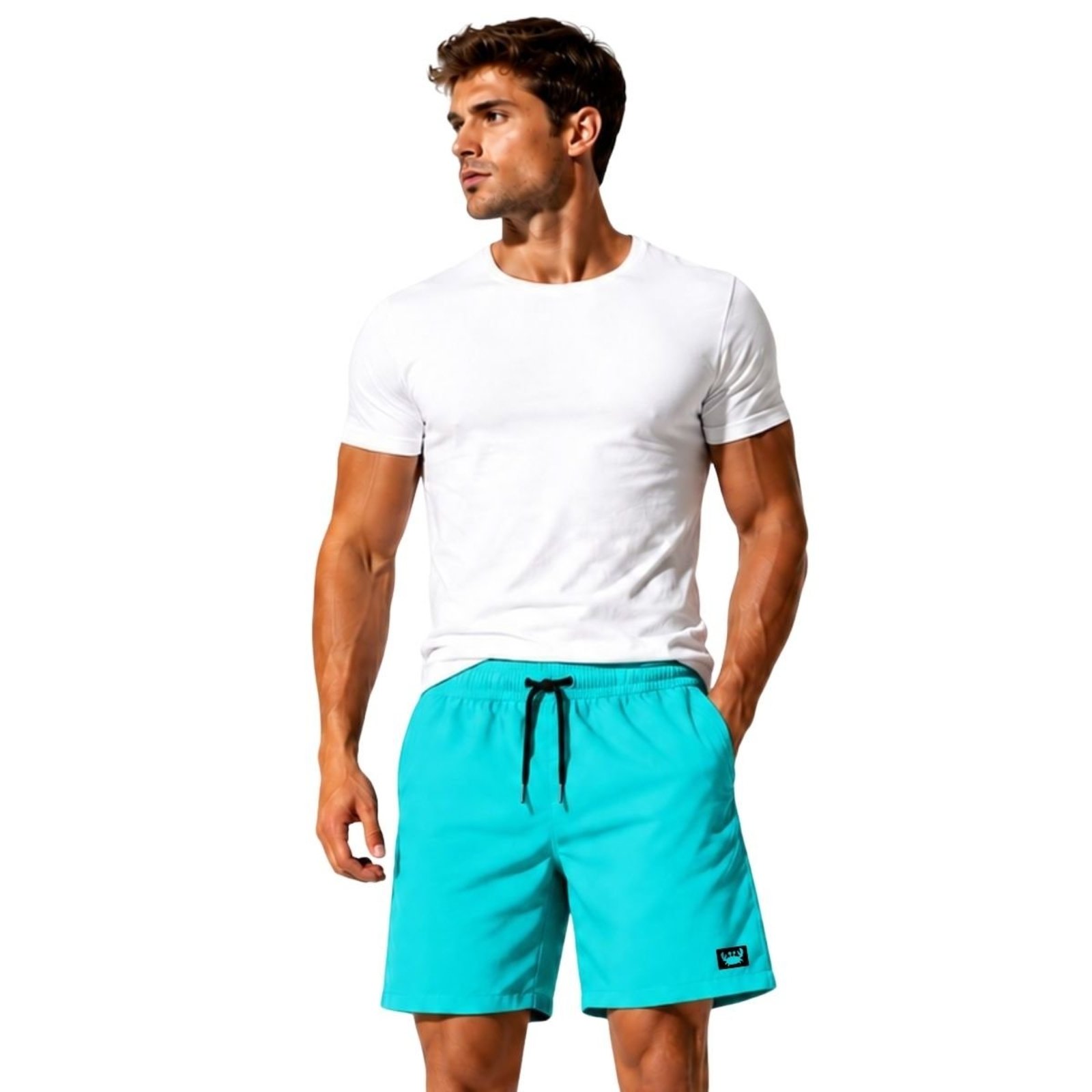 Short Masculino Tactel Leve Relexado Moda Praia Bermuda Fitnes Academia Treino Azul