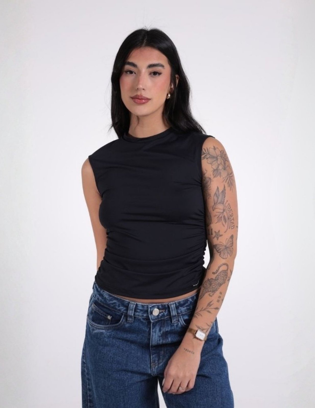 Blusa Feminina Regata Franzida Decote Redondo Revanche - BL.FEM.00257