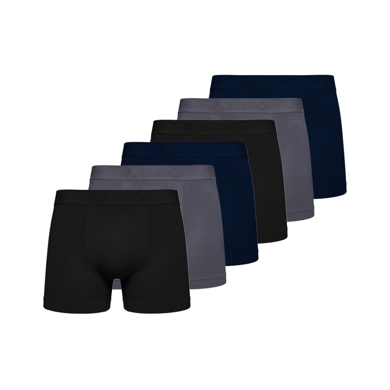 Kit 6 Cueca Boxer Sem Costura Bambu Adulto Lupo