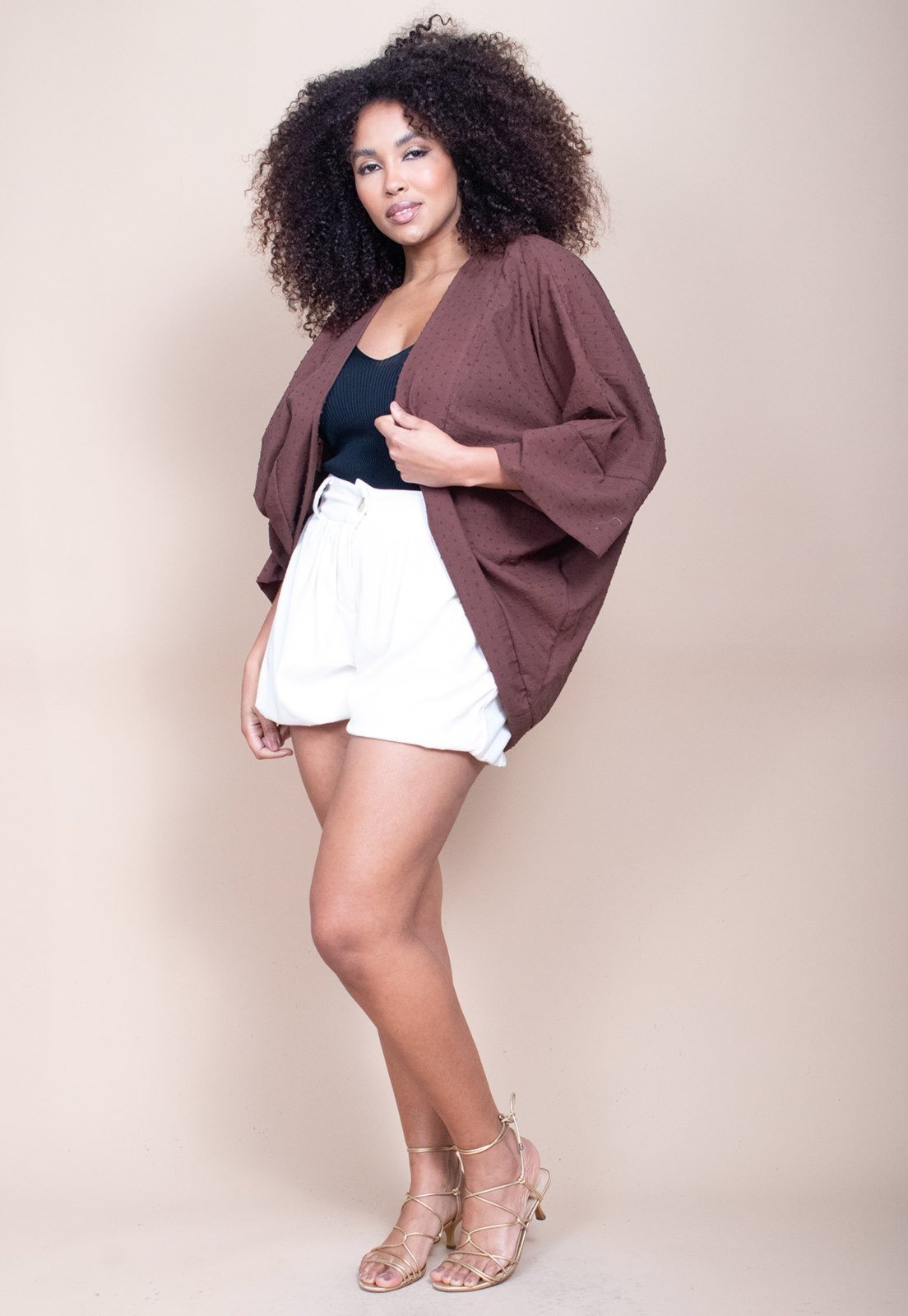 Kimono Cabanafree Algodão com Relevo Marrom