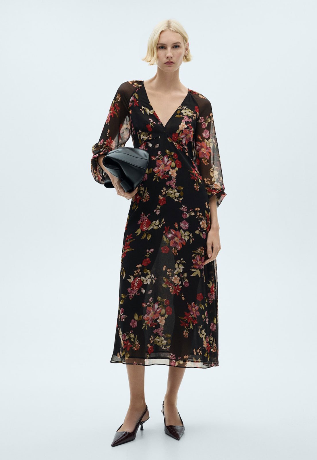 Vestido Mango Midi Savage Preto