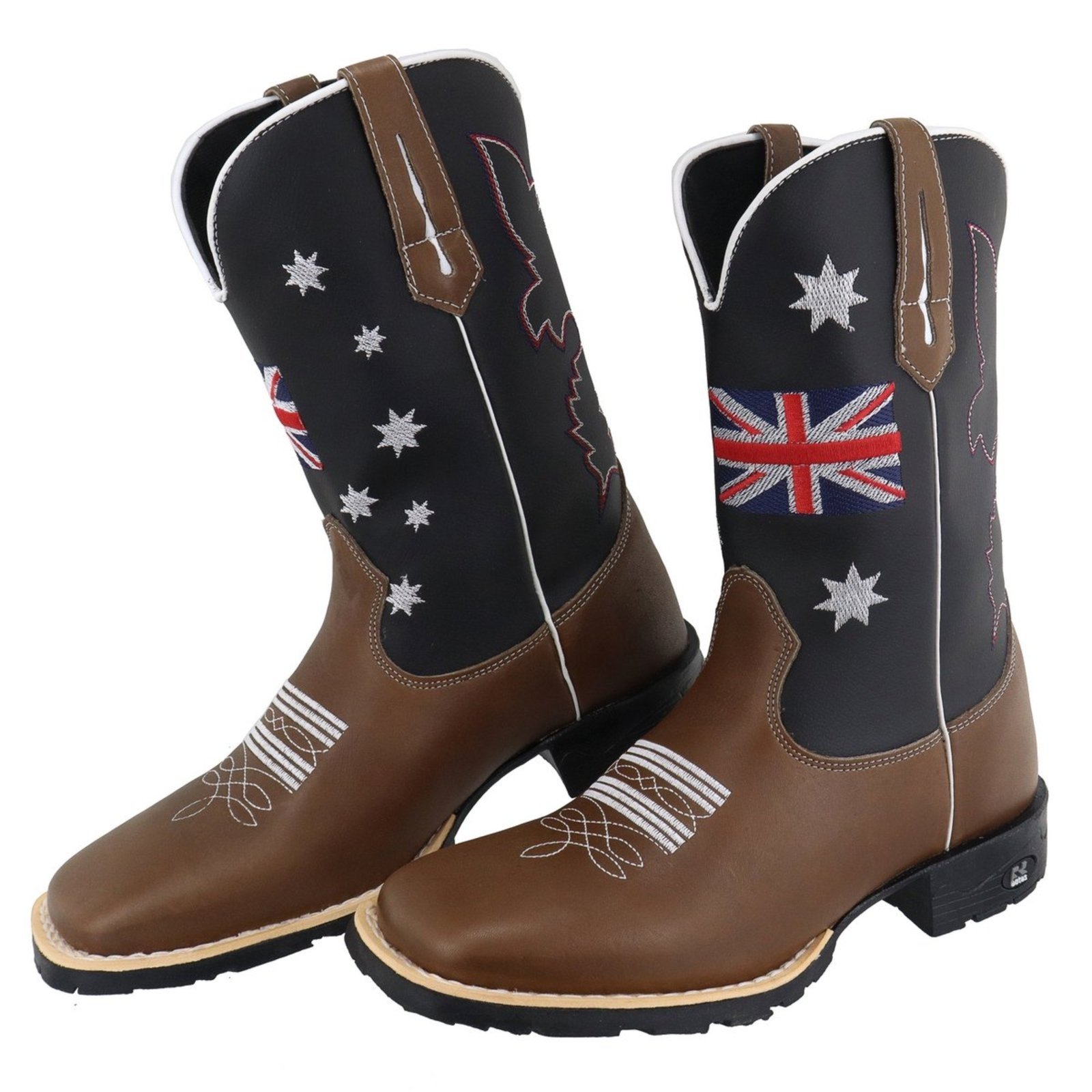 Bota Texana Western Moda Country Bordada Detalhe Bandeira Bico Quadrado