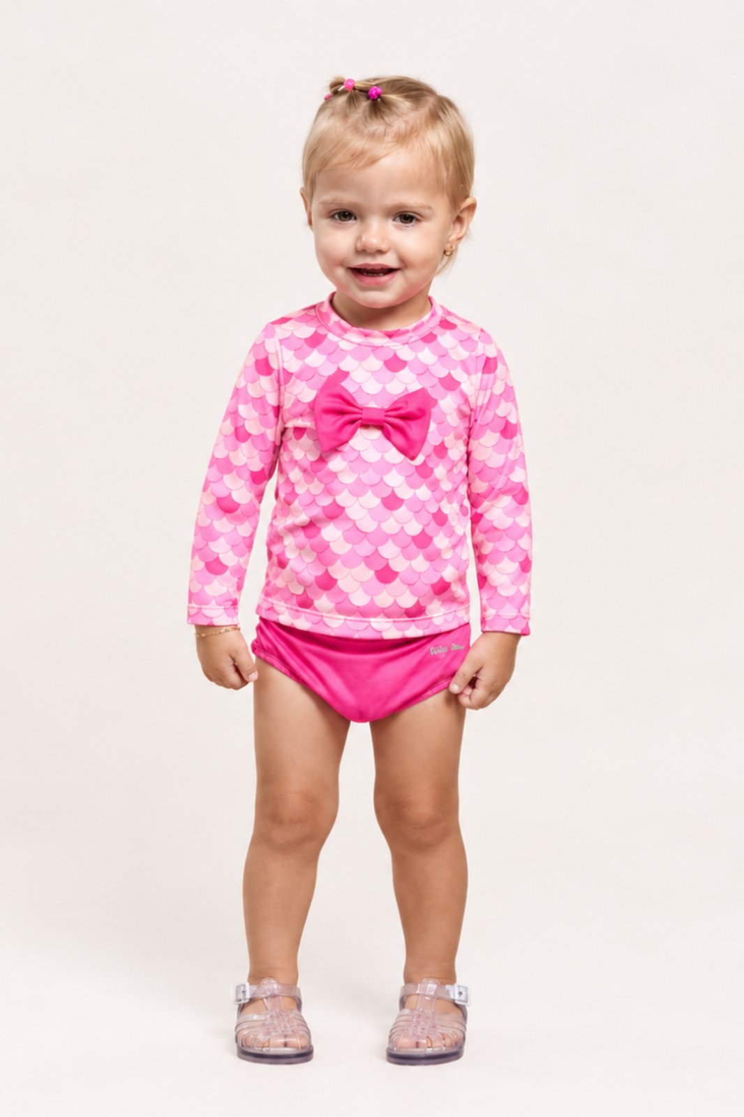Conjunto Praia Menina UV50+ Manga Longa Sereia Pink