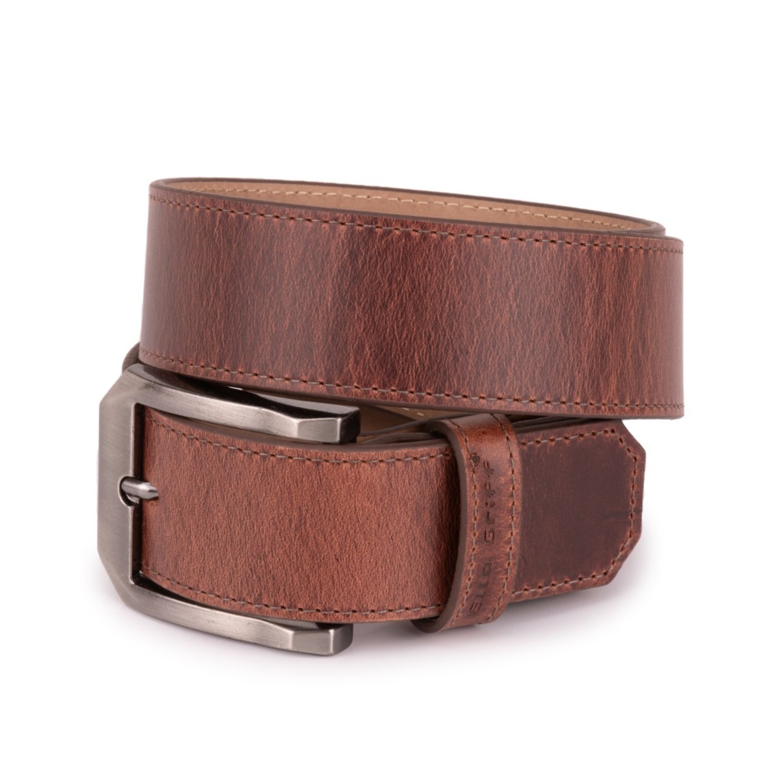 Cinto Masculino Couro Legítimo Casual Esportivo Ajustável Whisky Ello Griff