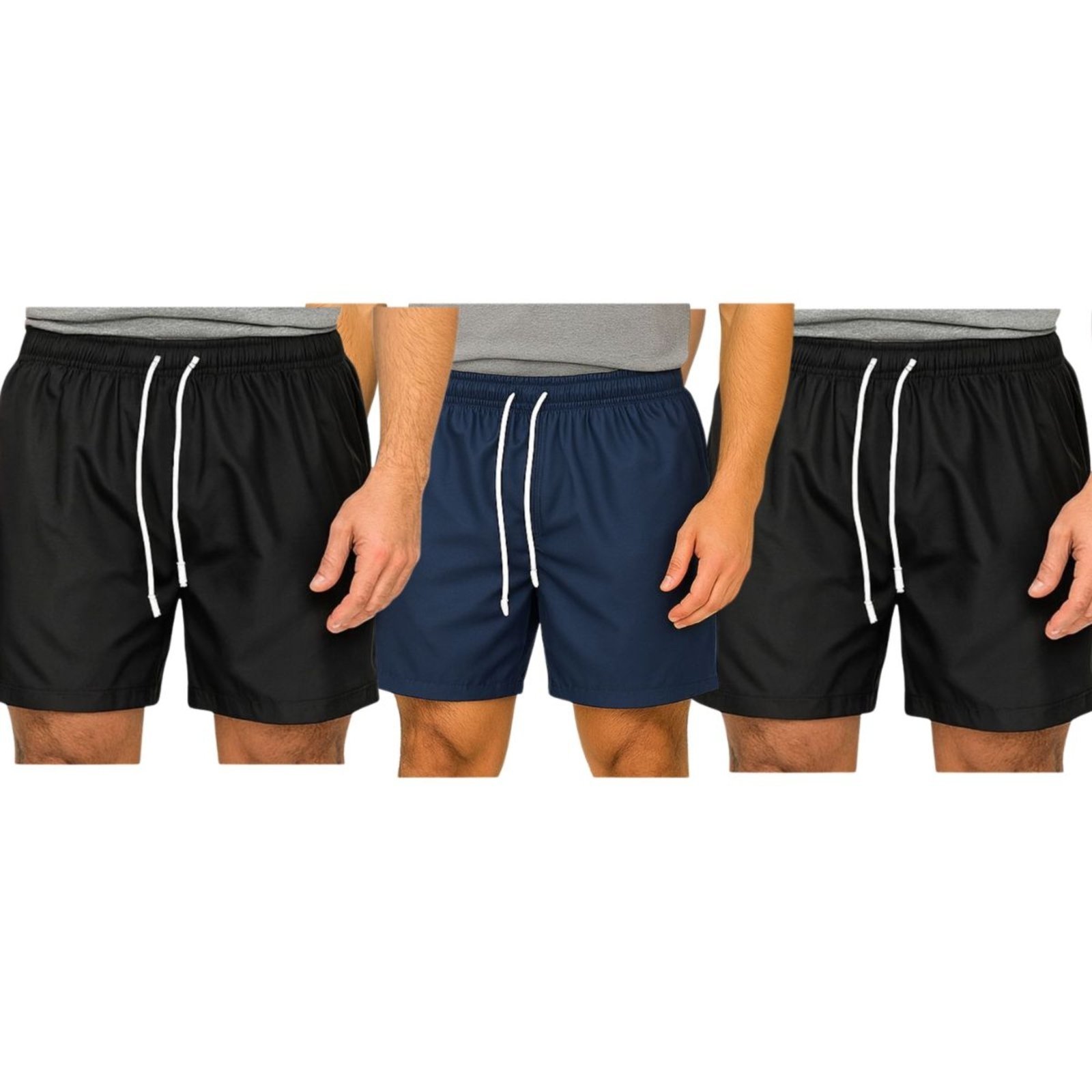 Kit 3 Bermudas Tactel Masculina FMF Esportiva Academia Praia Casual Cinza