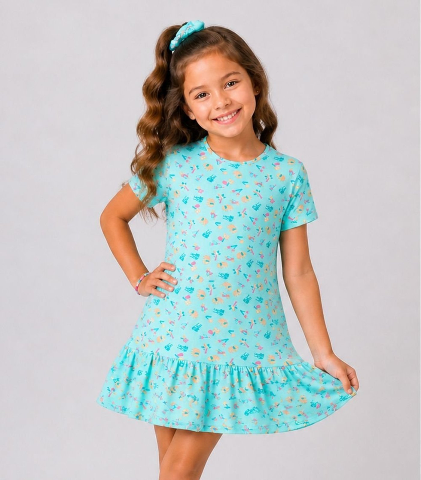 Infantil - Vestido Menina Estampado Select Azul