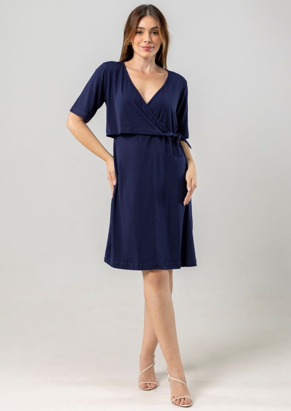 Vestido Pau a Pique Transpassado Básico Azul Marinho MARINHO – PP Pau a Pique