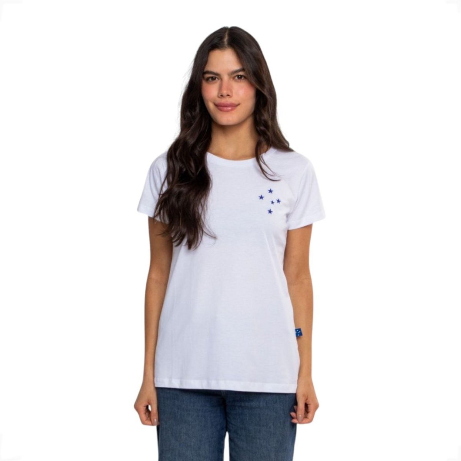 Camiseta Baby Look Oficial Cruzeiro Classic Sintetico Branco