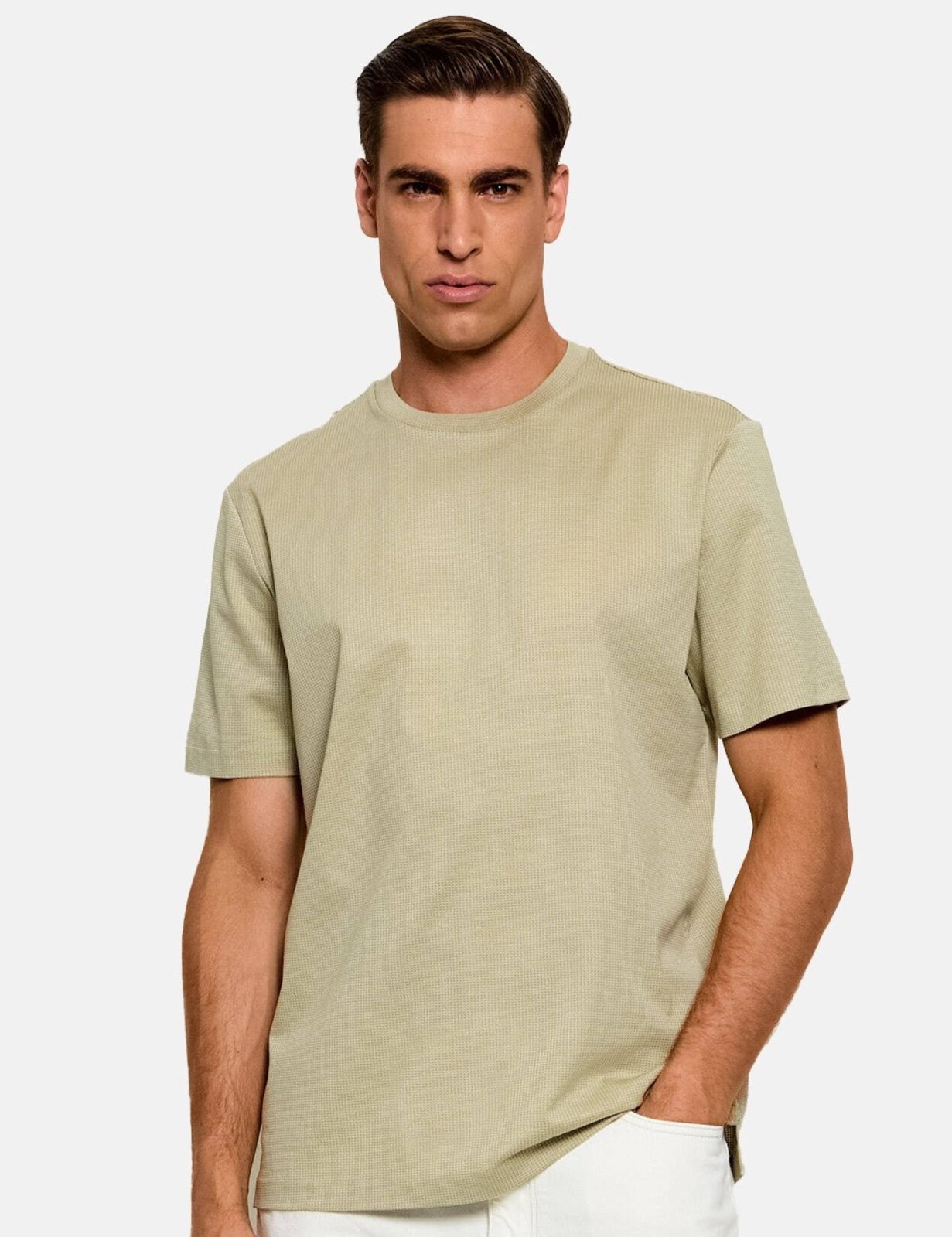 Camiseta Hugo Boss Masculina Regular H-Thompson 316 Cáqui Médio