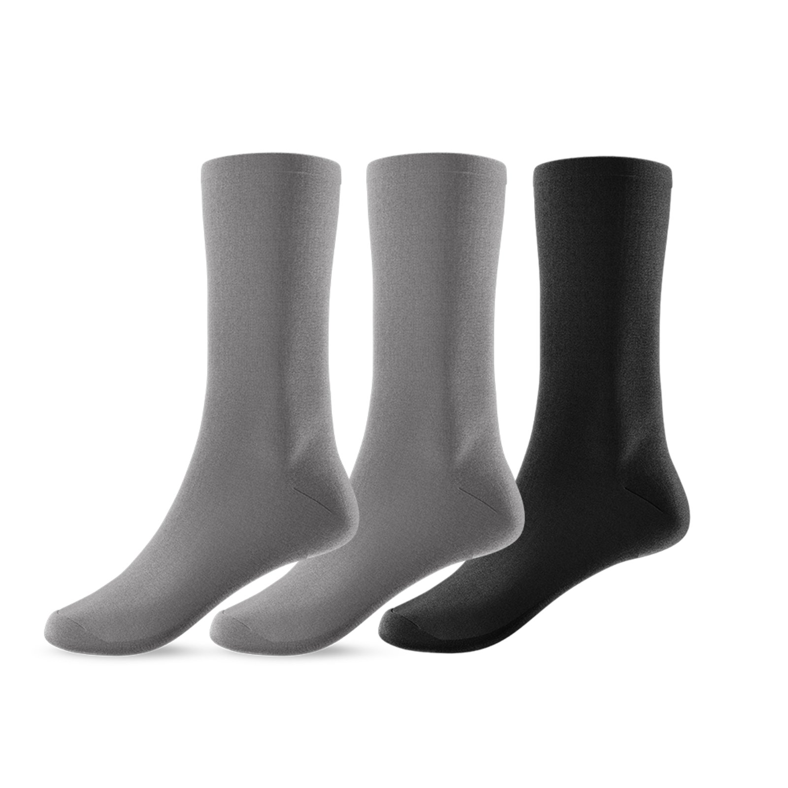Kit 3 Pares de Meias Cano Alto Unissex Cinza/Preto