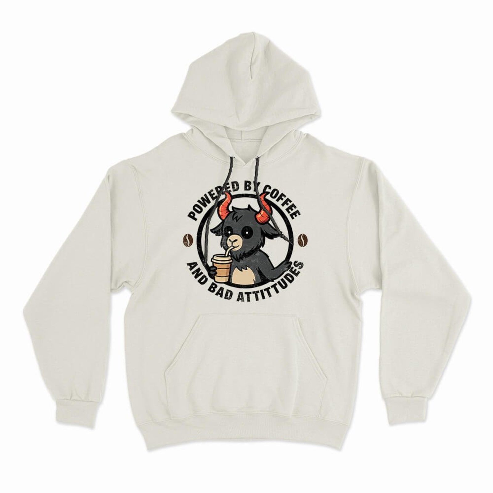 Moletom Com Capuz Coffee And Bad Attitudes - Off White - Casual - Studio Geek