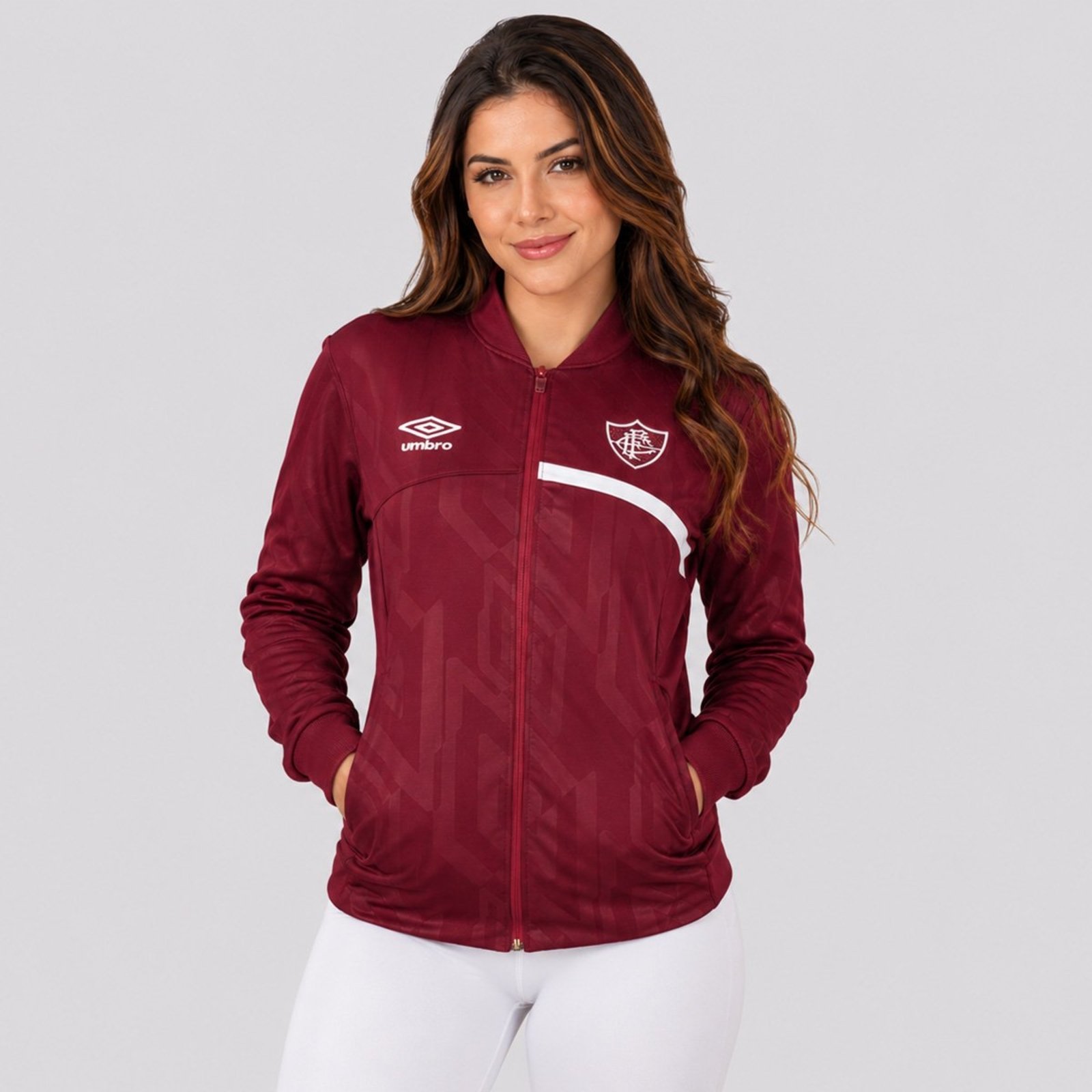 Jaqueta Umbro Fluminense Hino 2025 Feminina Bordô