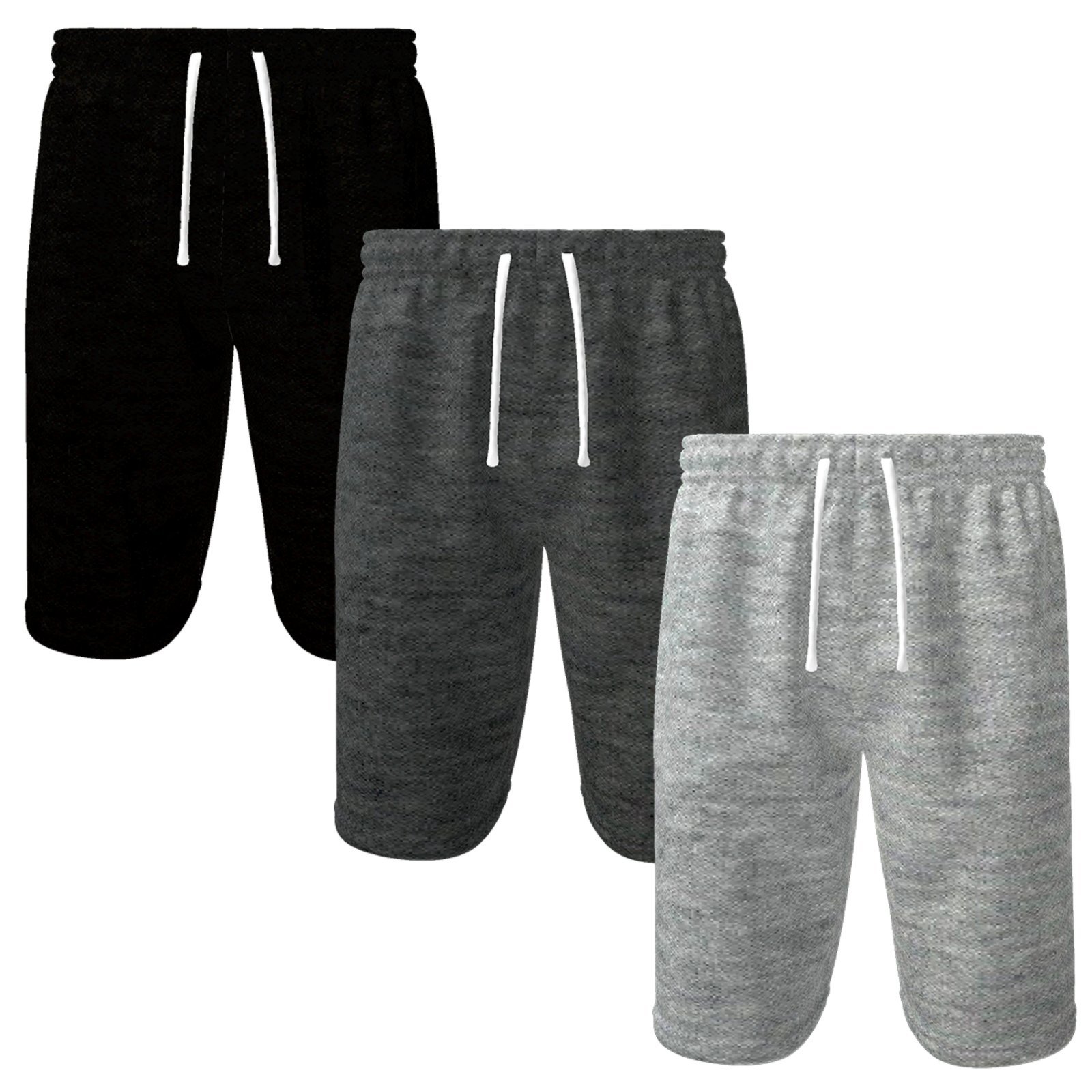 Kit 3 Bermuda Academia Masculina Moletom Com Cós Elástico E Bolsos Qualidade Superior Preta Cinza e Chumbo