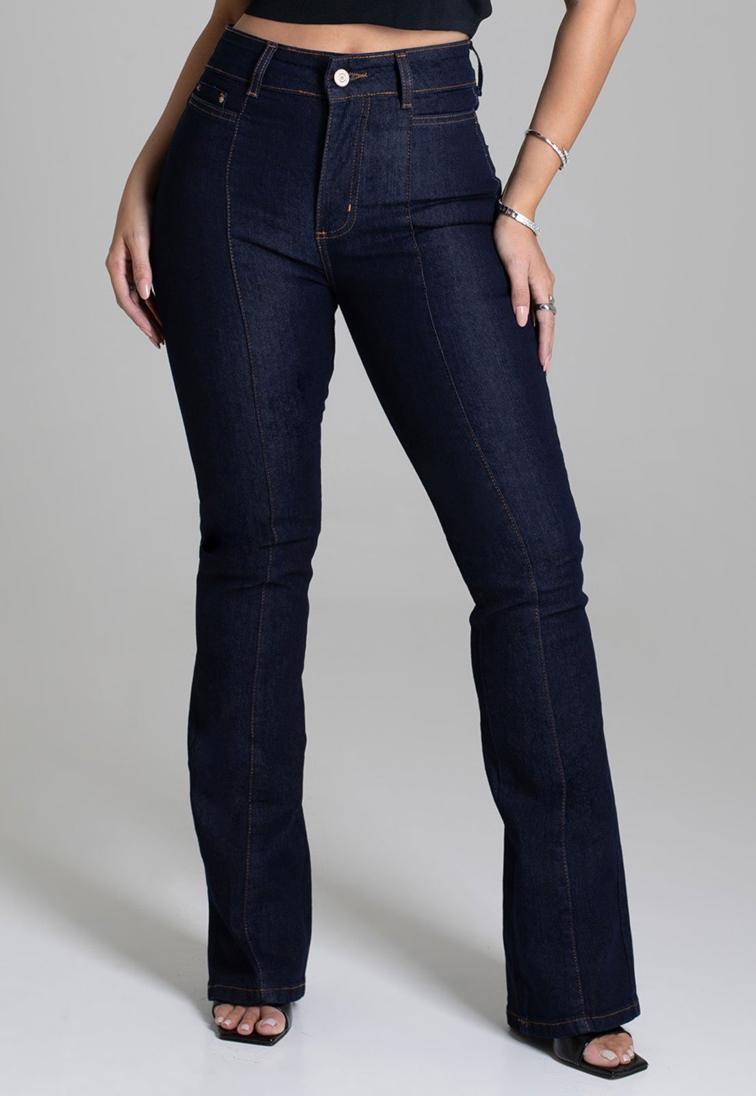 Calça Flare Feminina Sawary Bootcut Jeans Escura