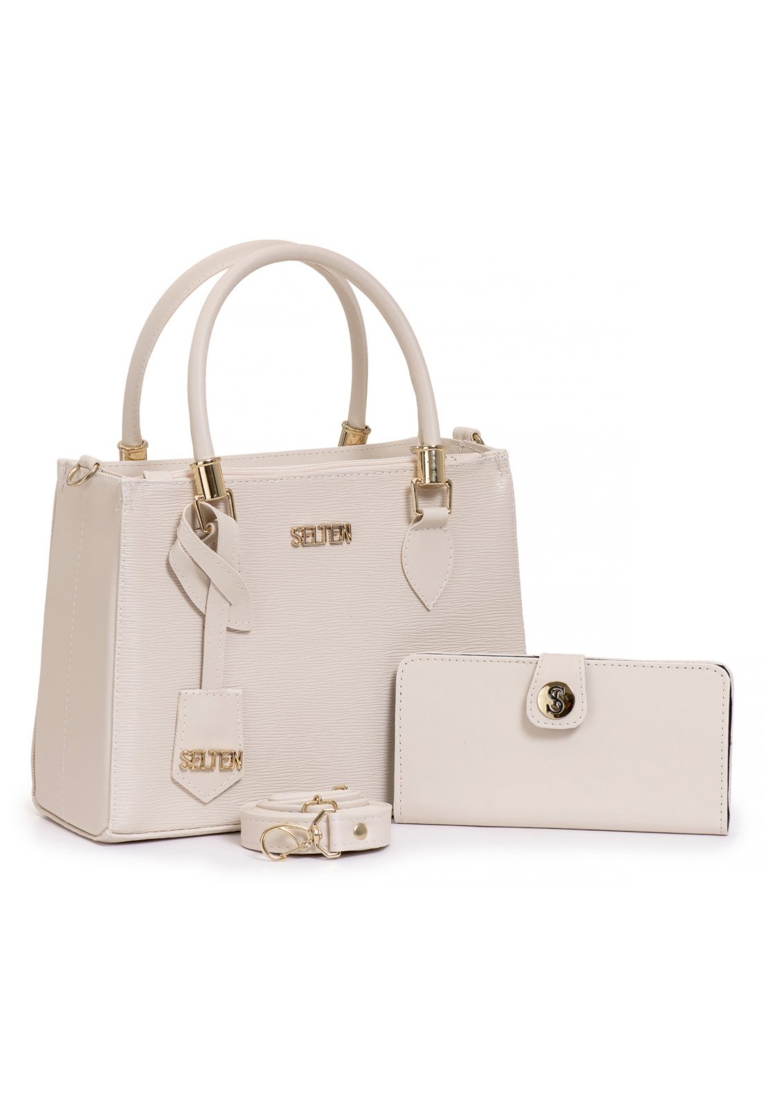 bolsa Lorena + carteira Selten Creme