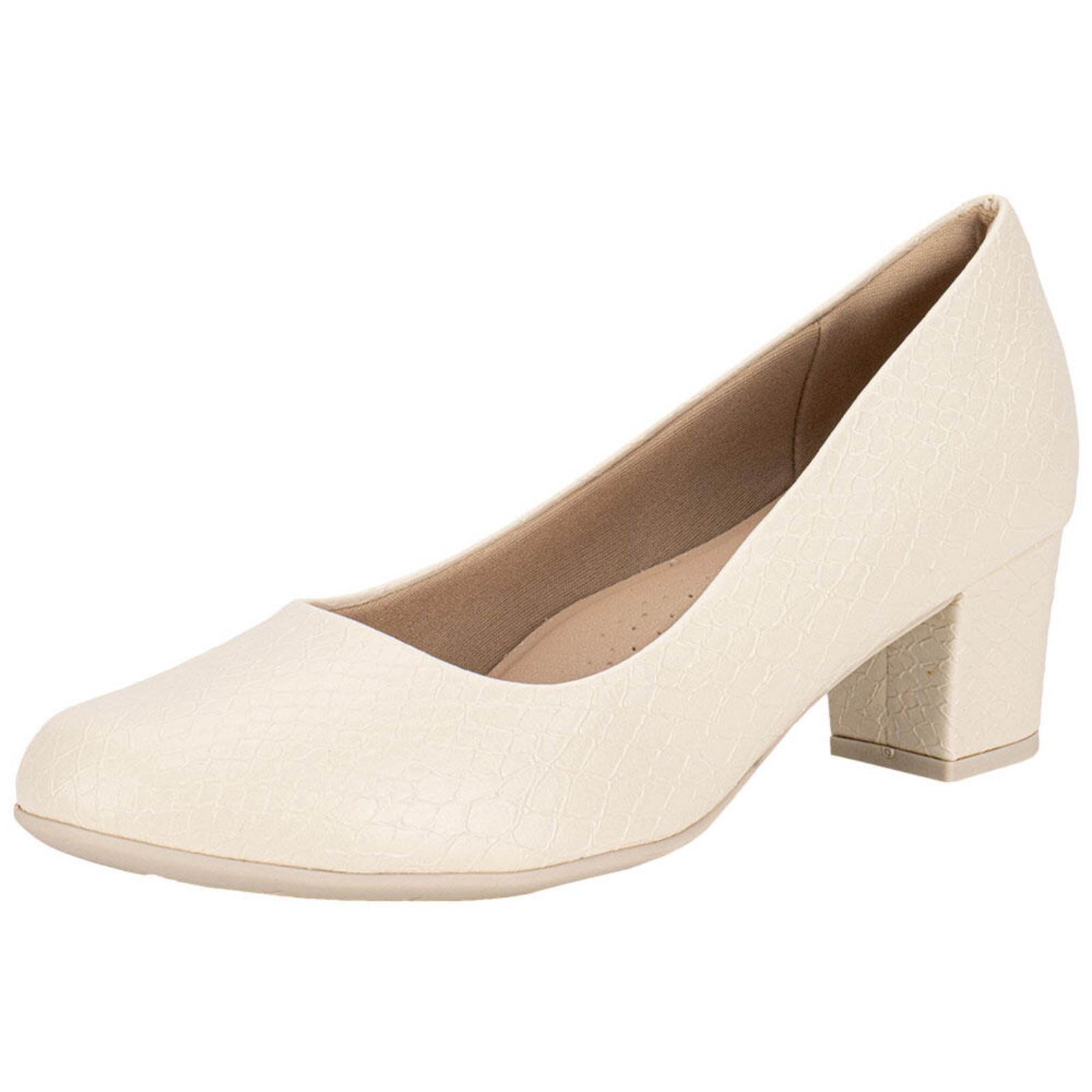 Sapato Feminino Salto Grosso Piccadilly 110072 A0080072 Bege