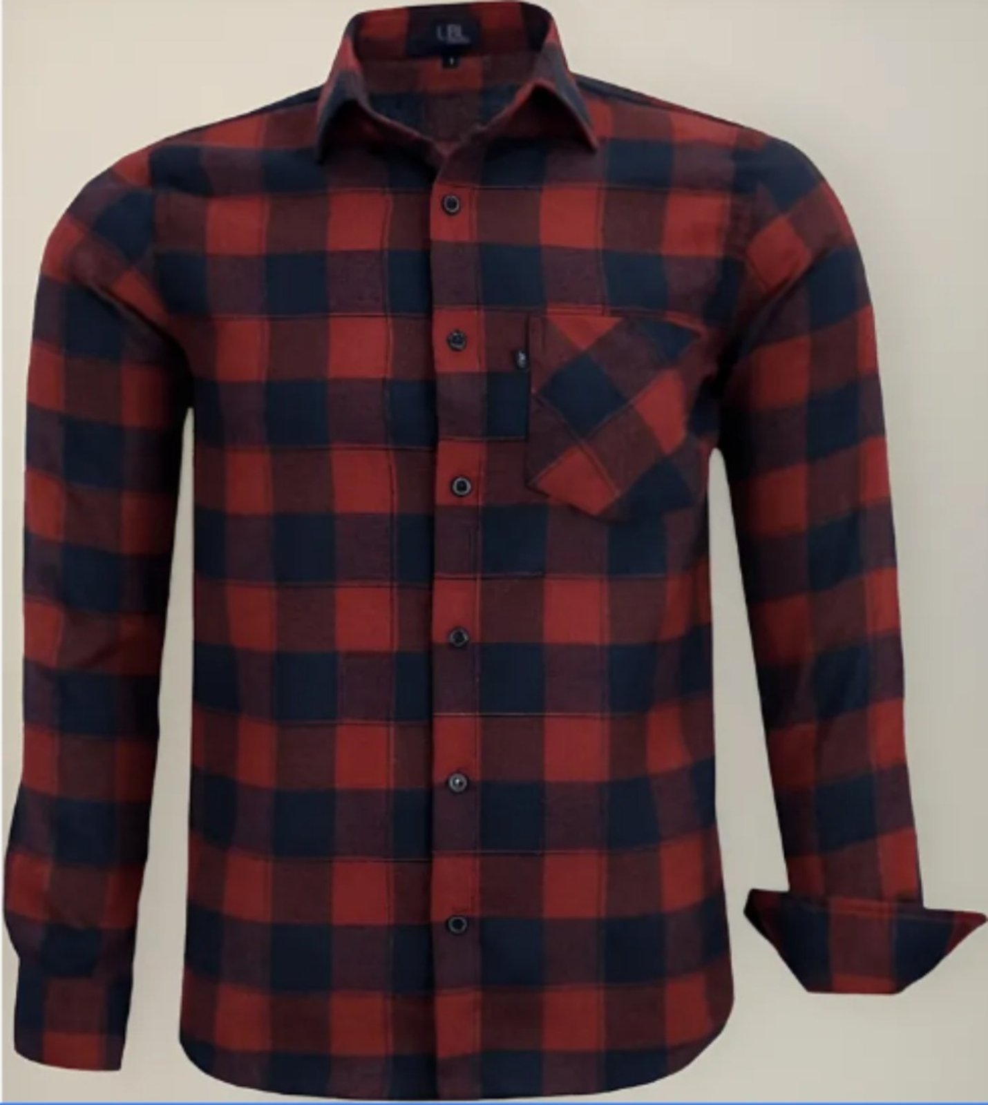 Camisa Flanela LBL Xadrez Comfort Iceland Com Bolso Manga longa Luxo Vermelho