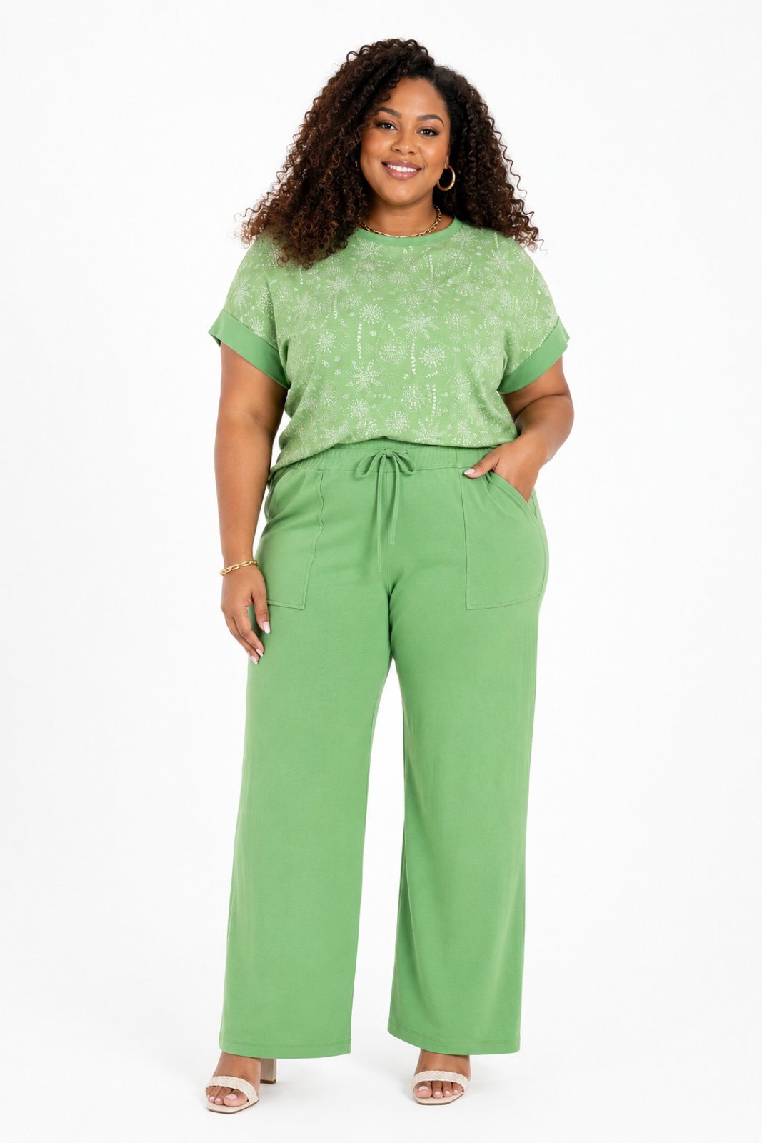 Conjunto Feminino Pantalona D Bell Outlet Fashion Verde Claro