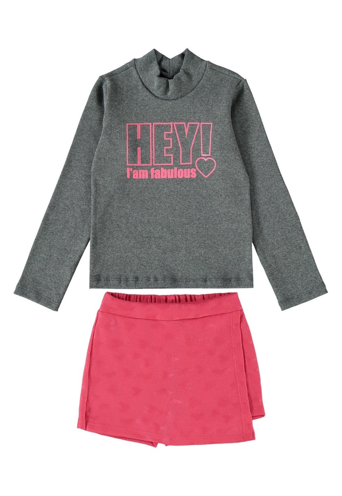 Infantil - Conjunto Blusa e Short-Saia Menina Guloseima Cinza