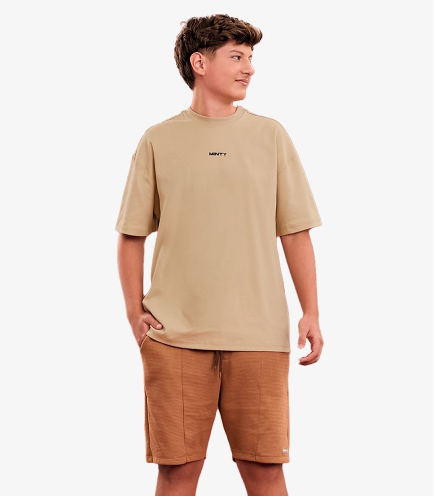 Infantil - Bermuda Masculina Com Cadarço Funcional Minty Marrom