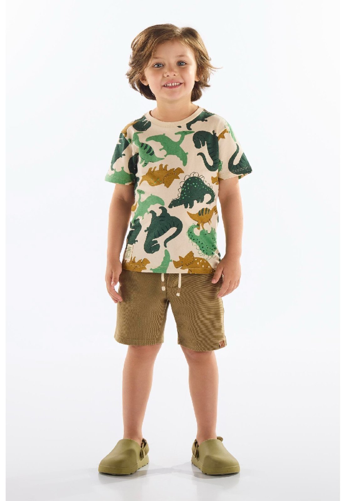 Infantil – Camiseta Dino em Algodão Up Baby Bege