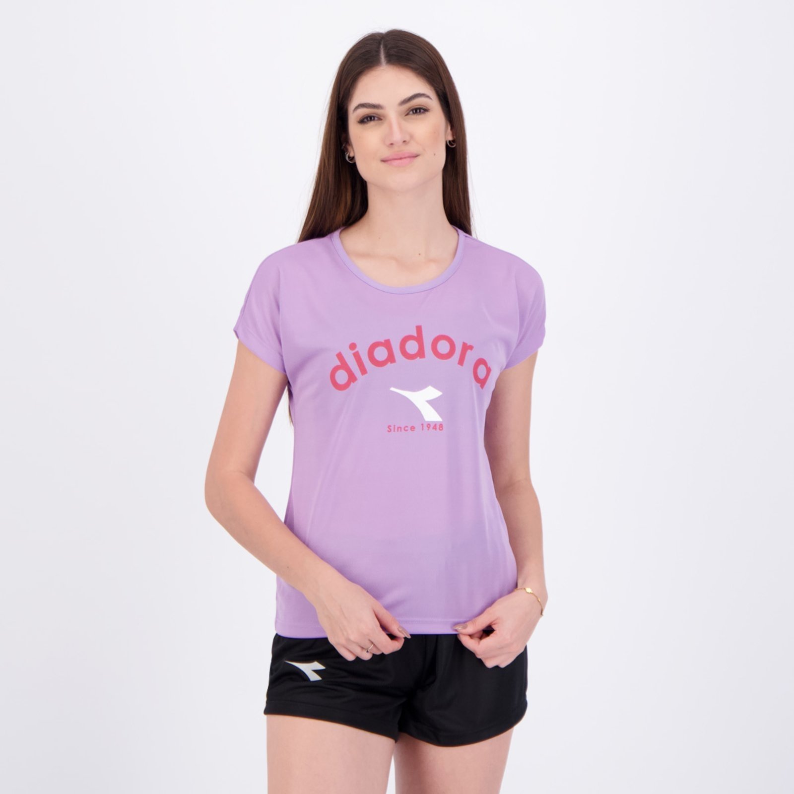 Camiseta Diadora Basic Logo Feminina Lilás