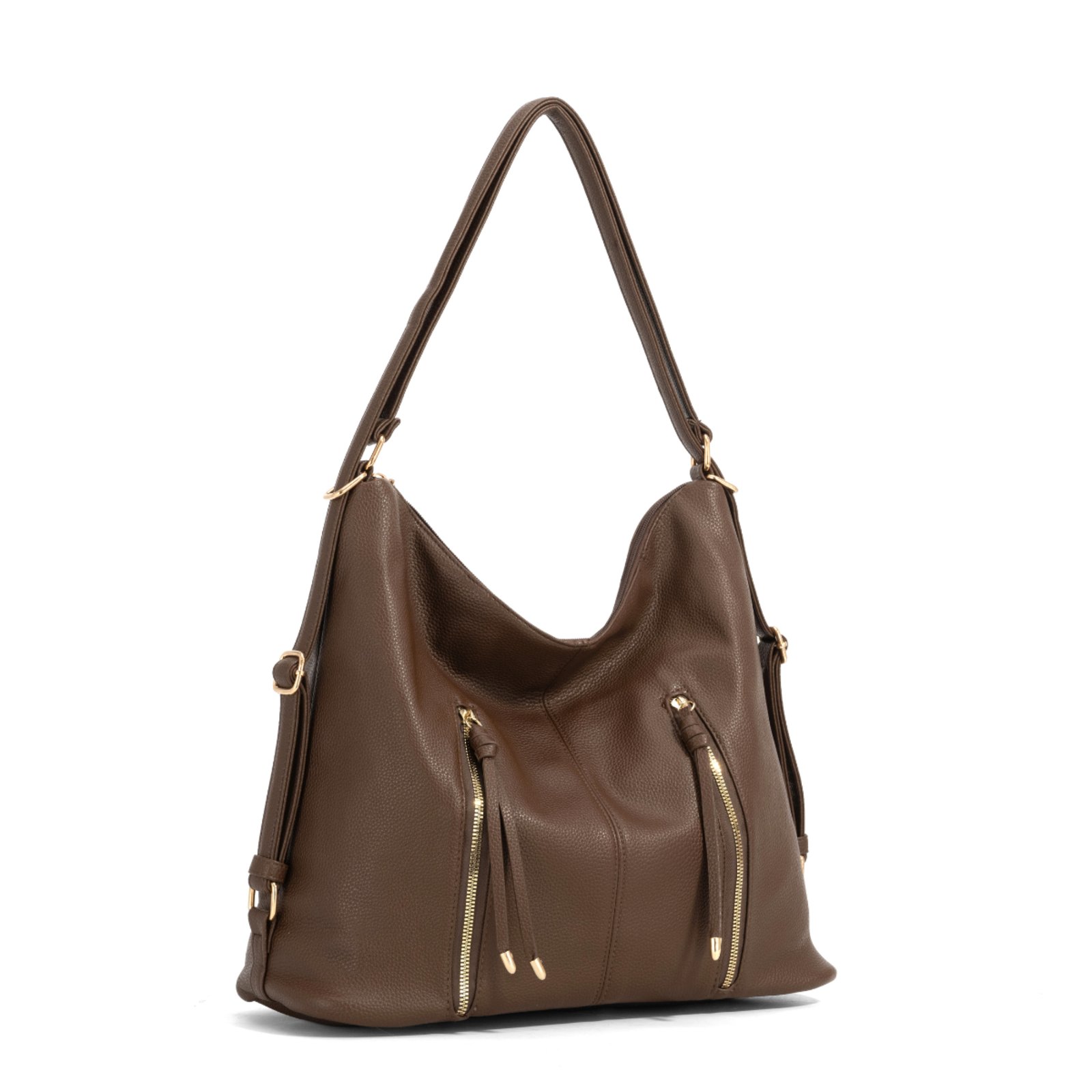 Bolsa Sacola Couro Grande Transversal De Ombro Feminina Espaçosa - Café