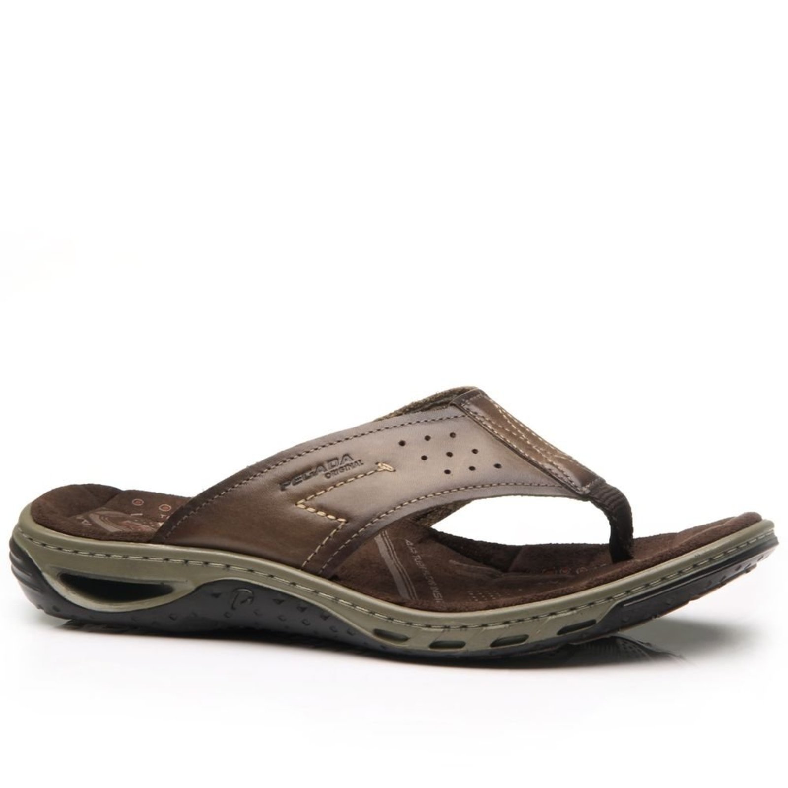 Chinelo Pegada Masculino em Couro Pinhão 131663-02 38