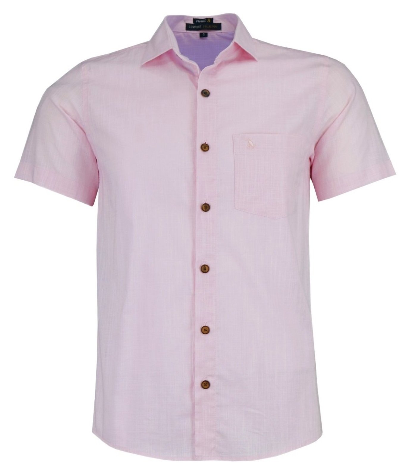 Camisa Social Amil Comfort Ciano Algodão C/Bolso Manga Curta Luxo Rosa