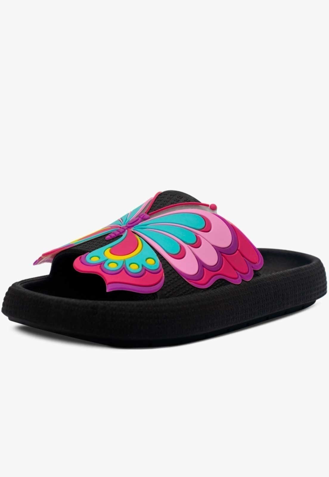 Infantil – Chinelo Nuvem Pópidi Feminina Menina Borboleta Preto