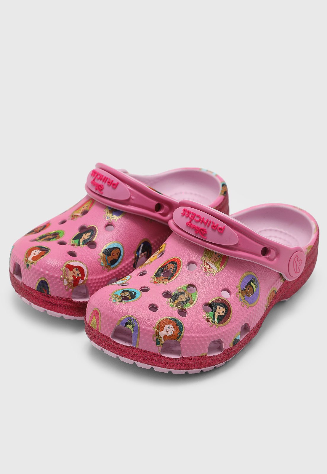 Vista 2 Infantil - Chinelo Crocs Clog Disney Princess rosa Crocs rosa