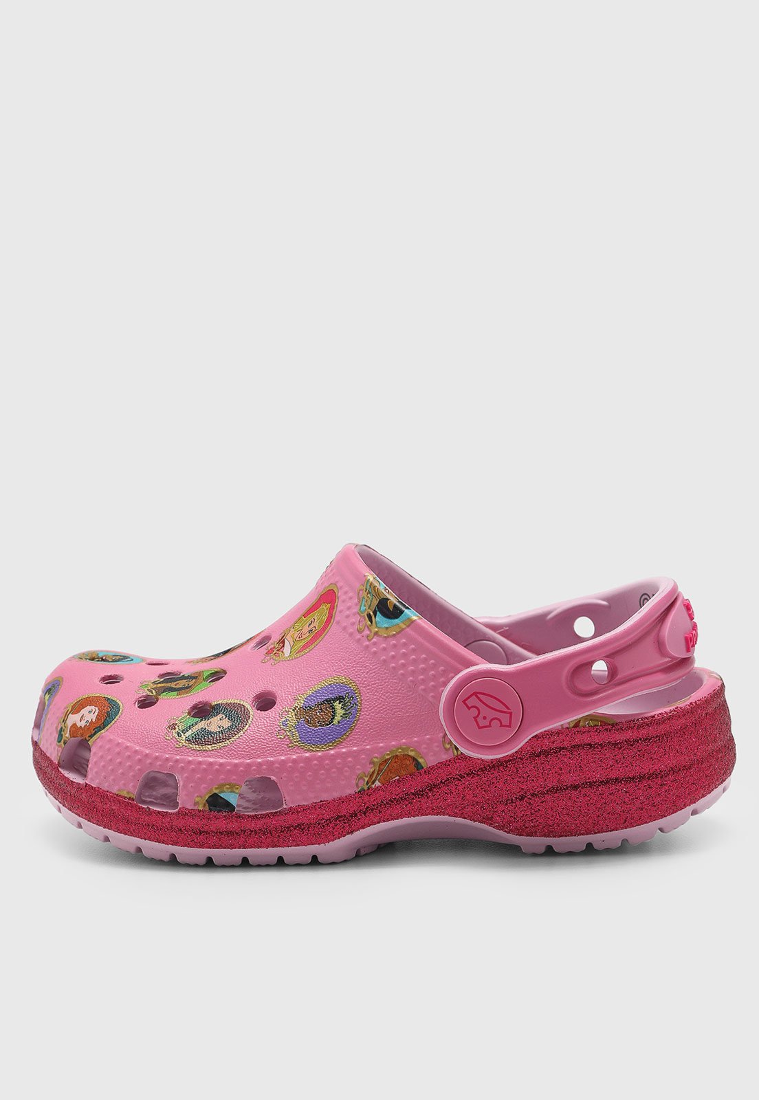 Vista 3 Infantil - Chinelo Crocs Clog Disney Princess rosa Crocs rosa