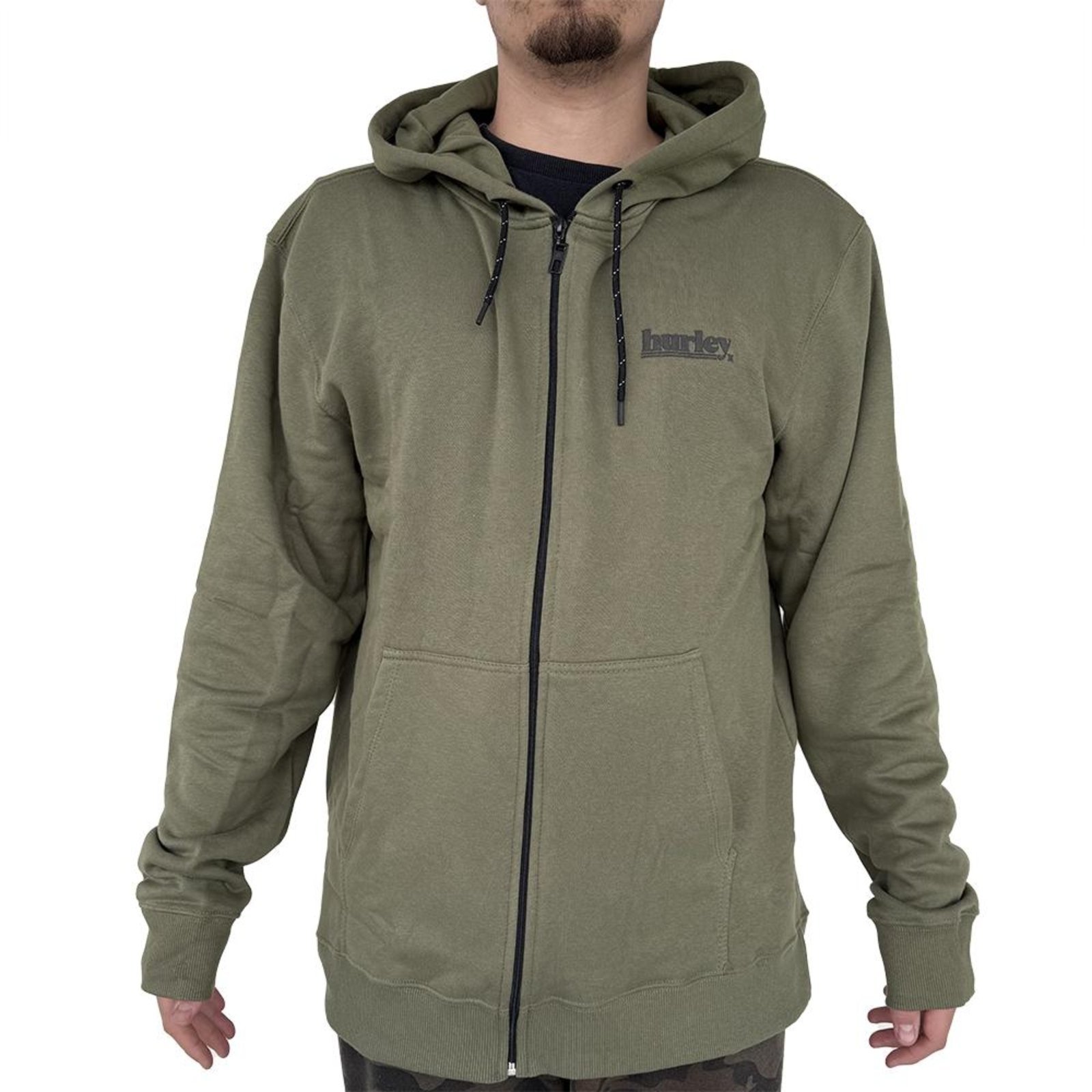 Moletom Hurley Aberto Puff Over WT25 Masculino Militar