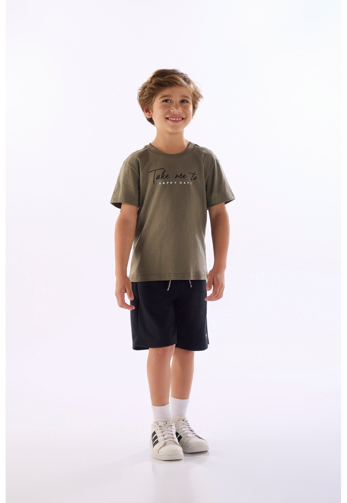 Infantil - Conjunto Camiseta Bermuda Quimby Bege