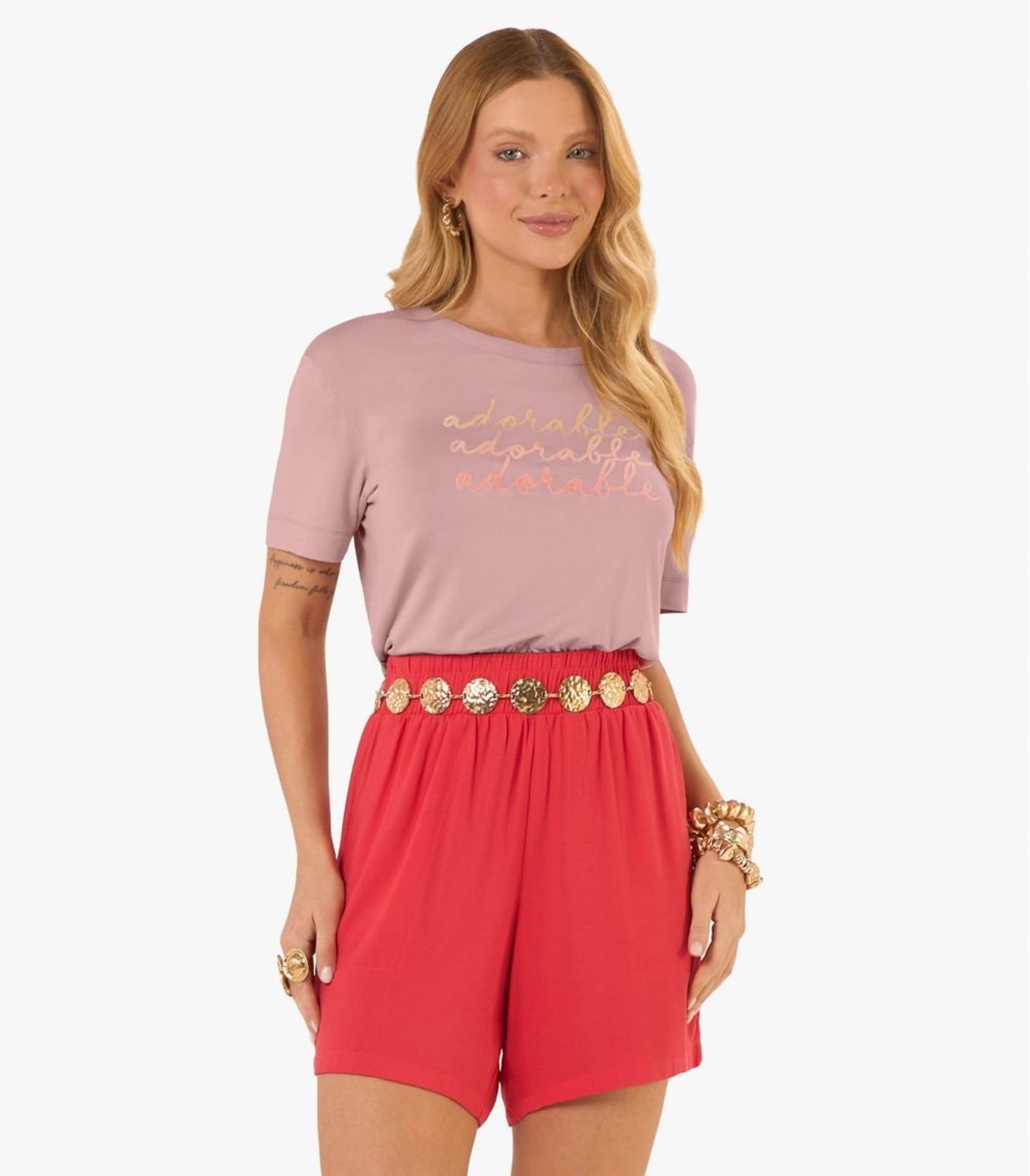 Blusa Feminina Viscotorcion Com Estampa Rovitex Rosa