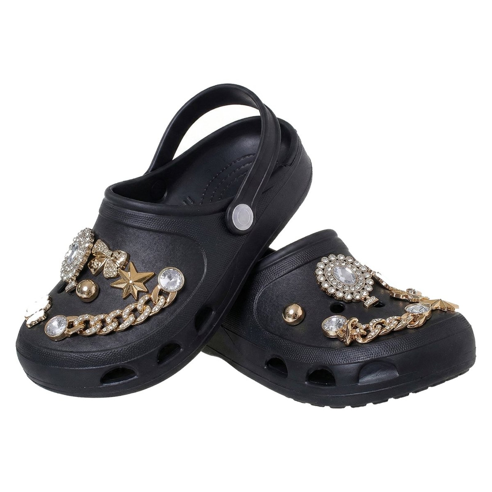Infantil - Chinelo Babuche Sandália Menina com Enfeite Dourado