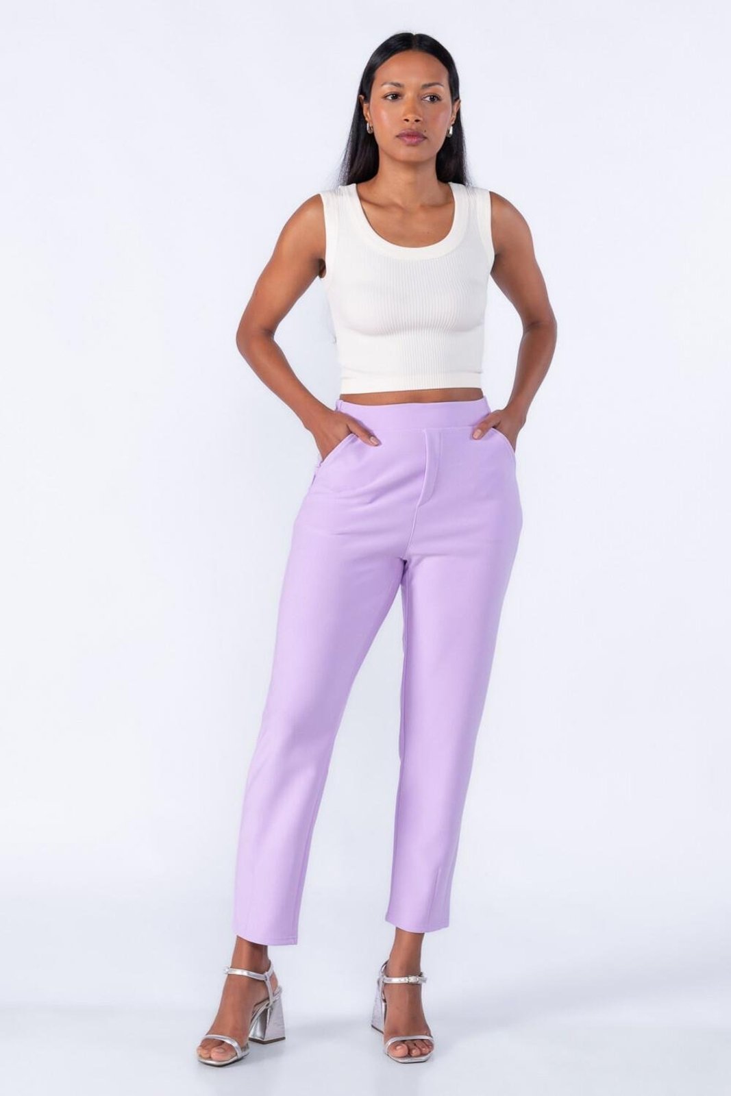 Calça Social Com Bolsos Roxo