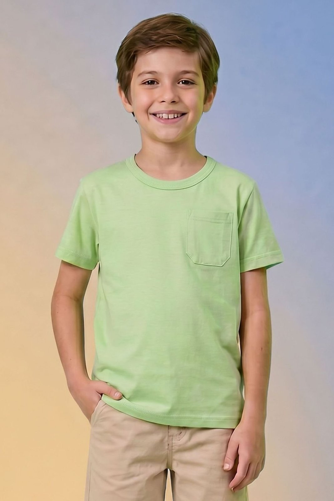 Infantil - Camiseta Básica Menino Com Bolso Elian Verde
