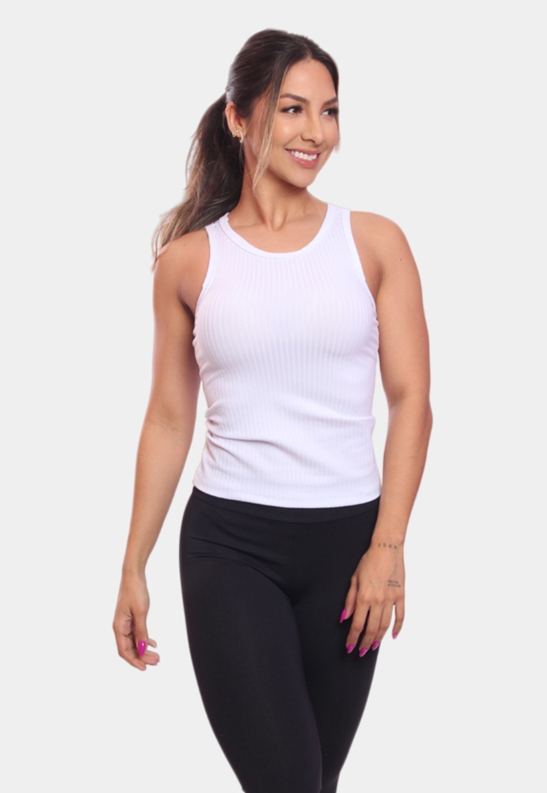 Regata Nadador Canelada Feminina Lisa Blusa Blusinha Básica Treino Academia Branca Branco