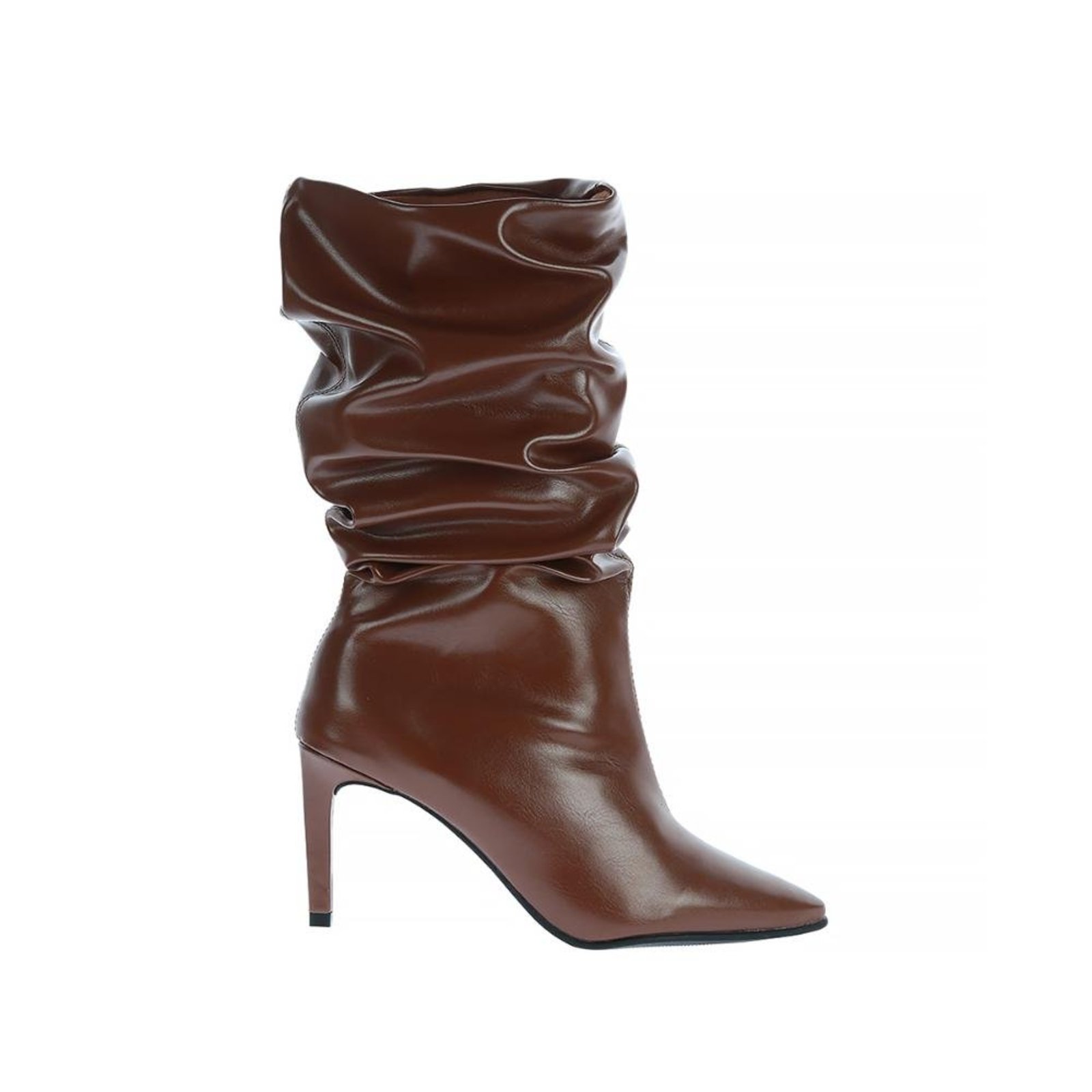 Angel - Bota Slouchy Feminina Salto Fino Bico Fino Caramelo Caramelo