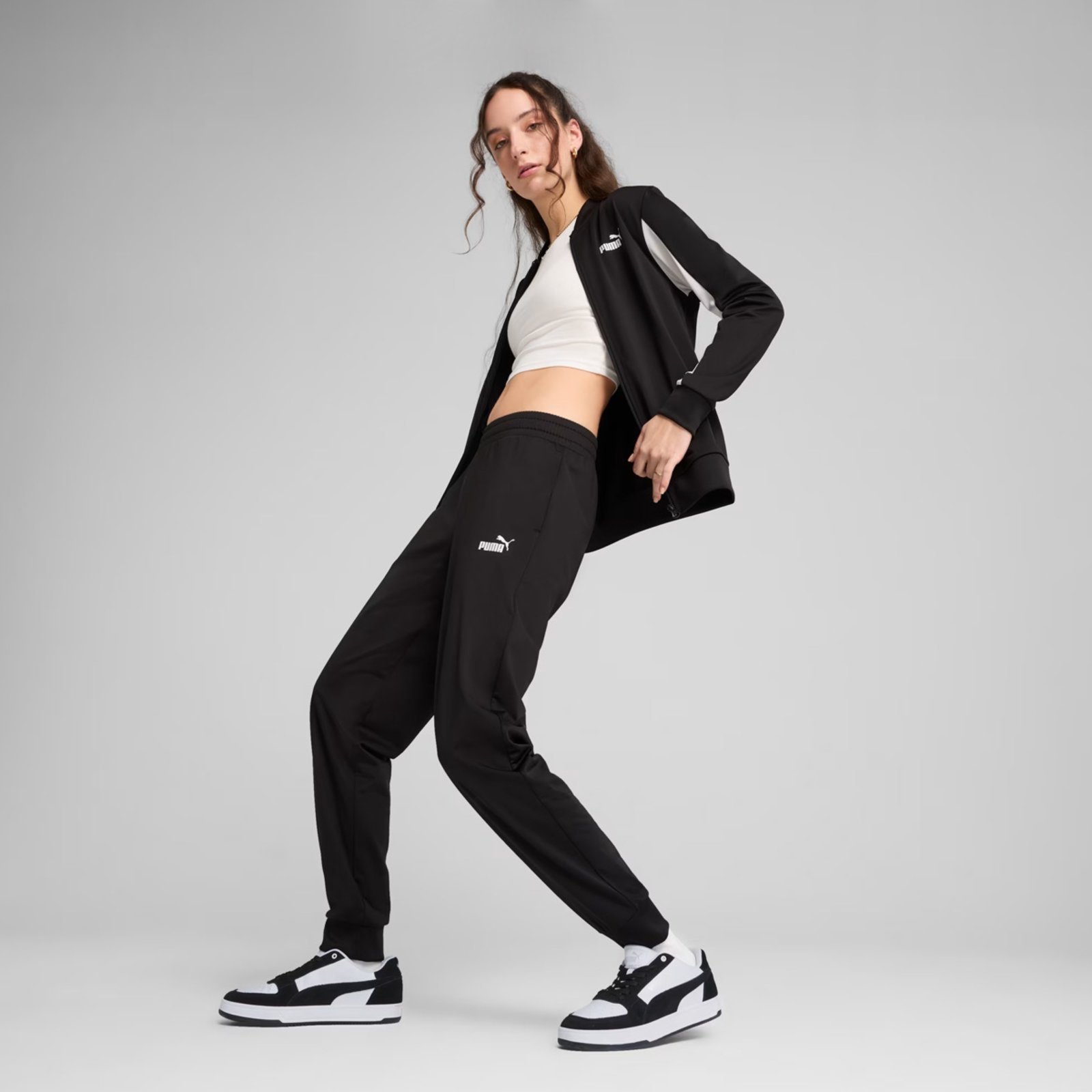 Vista 2 Agasalho Puma Poly Baseball Feminina Preta Puma preto