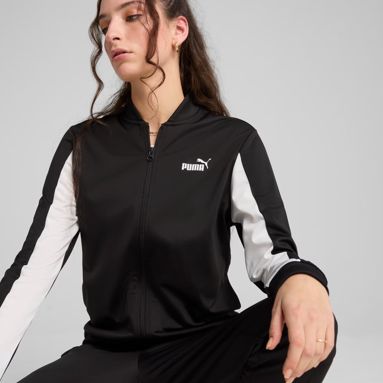 Vista 3 Agasalho Puma Poly Baseball Feminina Preta Puma preto