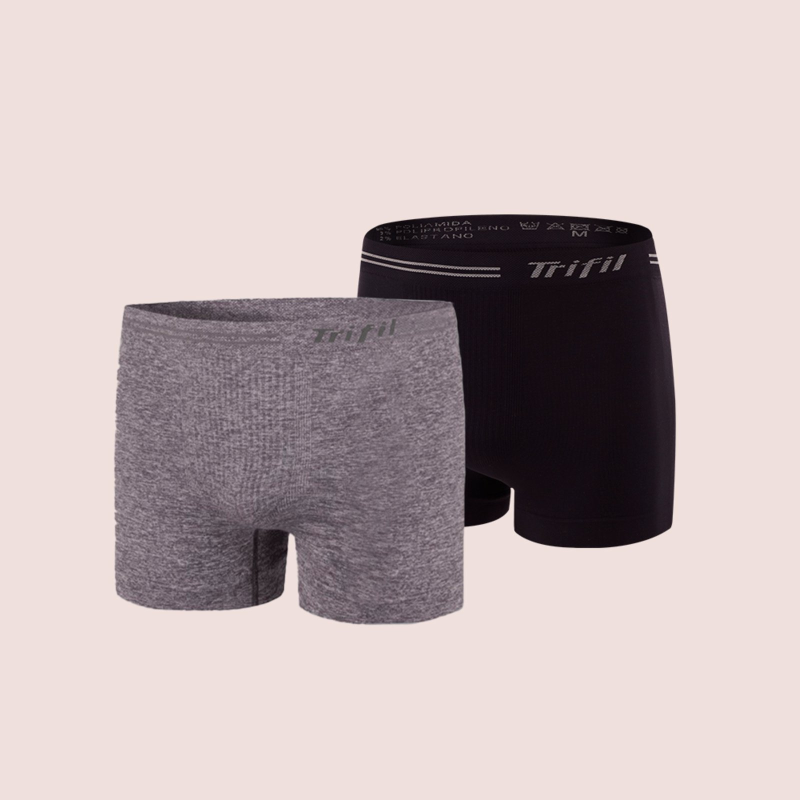 Kit 2 Cuecas Boxer Sem Costura Microfibra Masculino - Trifil Mescla e Preto
