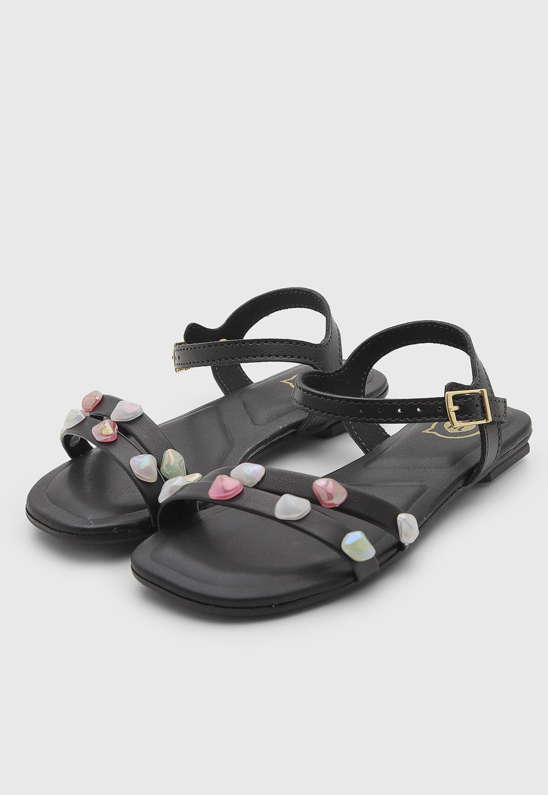 Infantil - Sandália Molekinha Tiras Pedras Preta