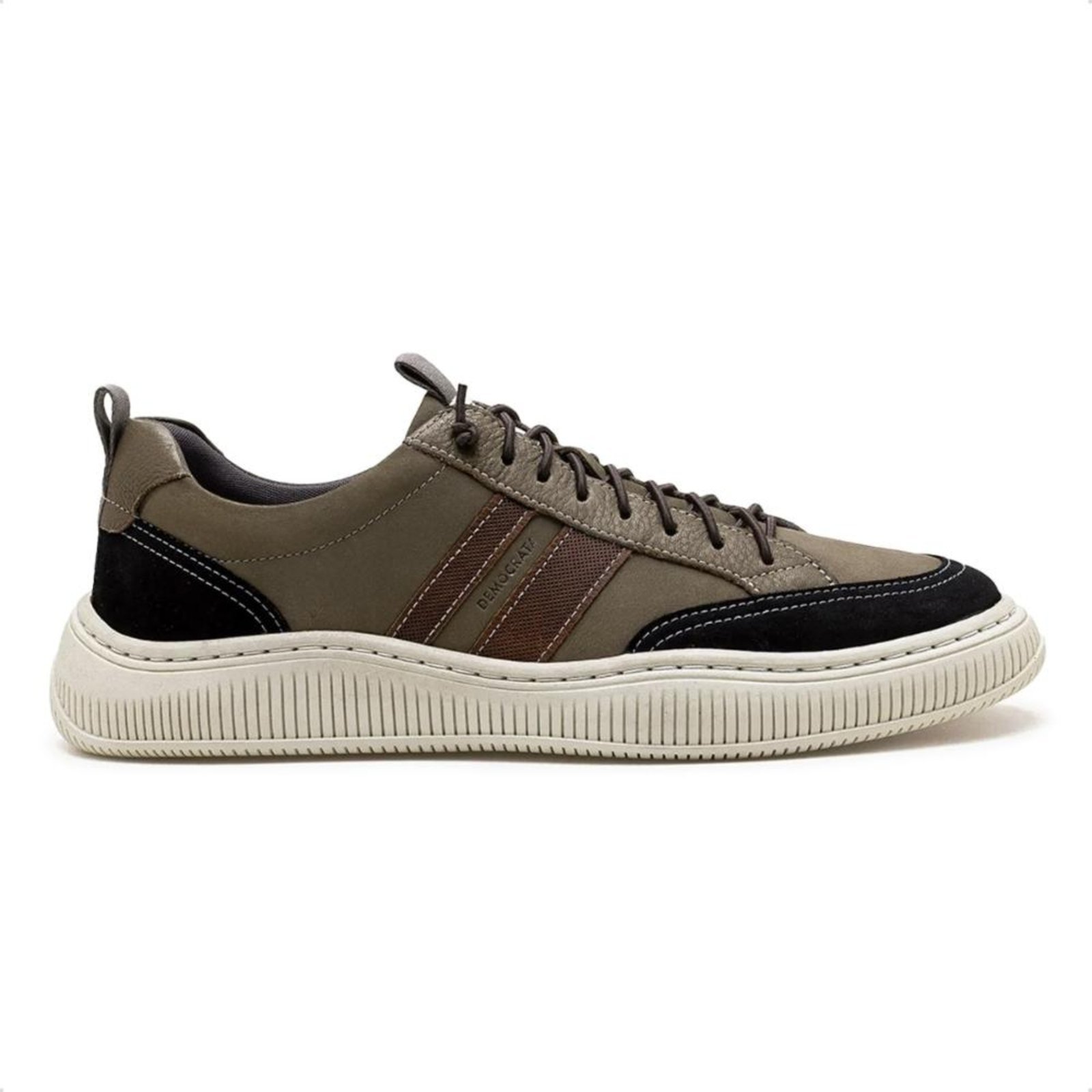 Tênis de Couro Democrata Masculino Denim Vibe 625101 Marrom